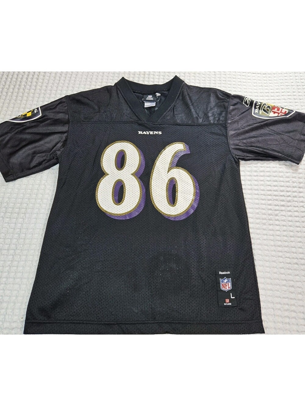 Vintage Size Youth Large Reebok NFL Baltimore Ravens Todd Heap #86 Jersey Black